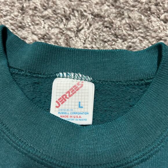 Vintage Blank Sweatshirt Crewneck Pullover 80s 90s Faded Green Medium - Picture 2 of 10